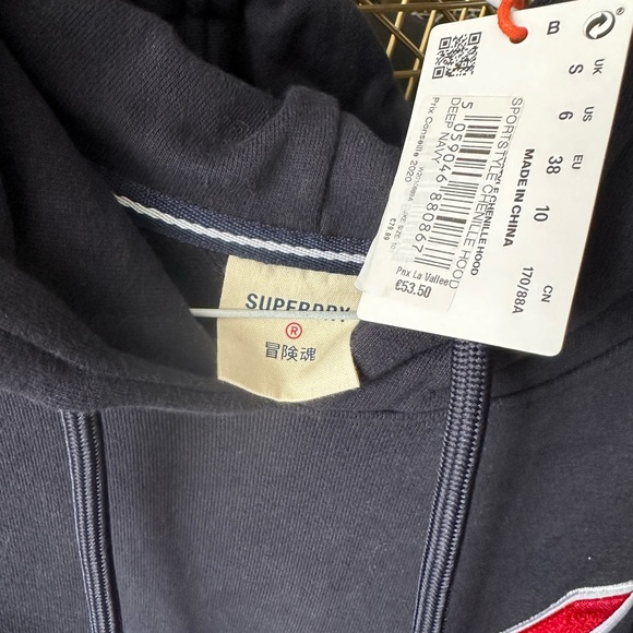 Superdry Navy Hoodie Size S Nwt - Picture 4 of 5